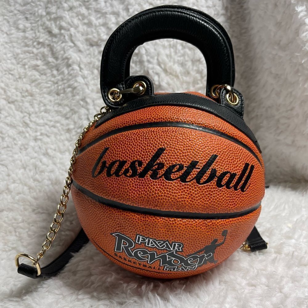 Pixar basketball shape Pu leather handbag with detachable crossbody strap